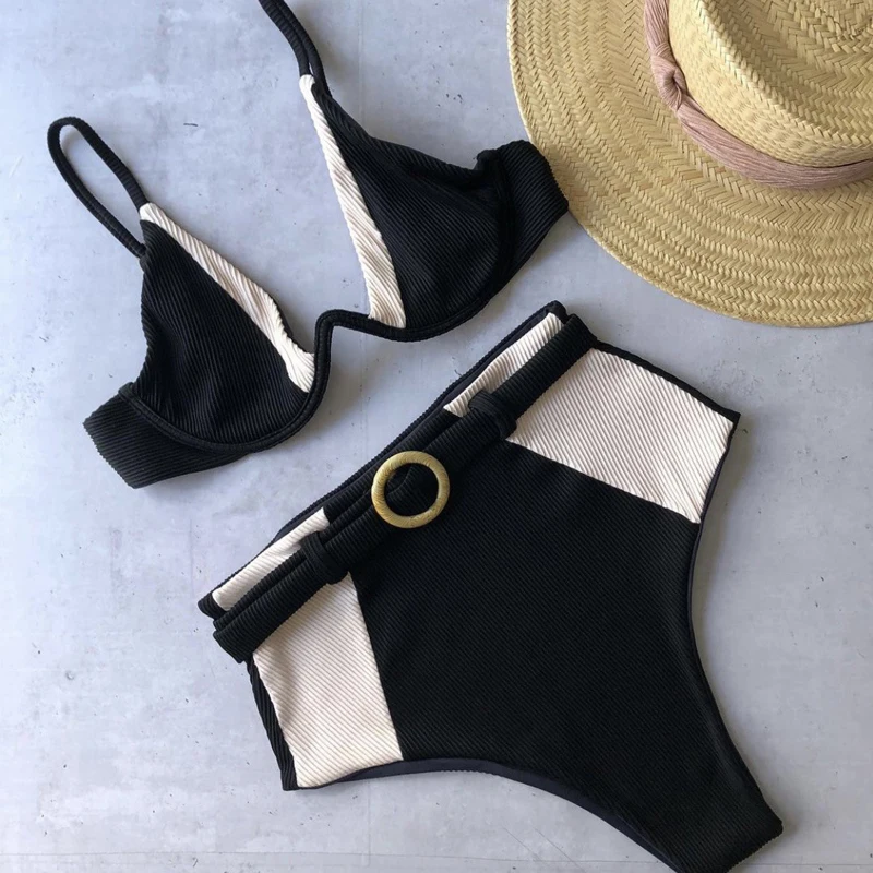 2021 Splicing Swimsuit Women Swimwear High Waisted Underwire Bikini Female Two-pieces Bikini Set with Belt Bathing Suit Summer
2021 Splicing Swimsuit Women Swimwear High Waisted Underwire Bikini Female Two-pieces Bikini Set with Belt Bathing Suit Summer