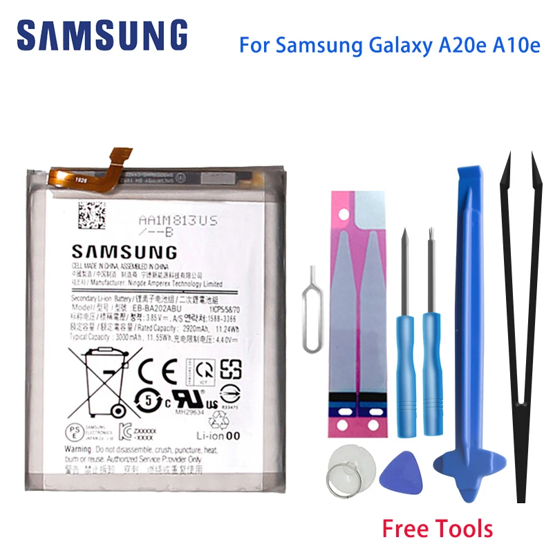 Оригинал, Samsung Galaxy A20E аккумулятор телефона EB-BA202ABU для Samsung Galaxy A20e A10e A102W A102U A202F высокой емкости + Инструменты
Оригинал, Samsung Galaxy A20E аккумулятор телефона EB-BA202ABU для Samsung Galaxy A20e A10e A102W A102U A202F высокой емкости + Инструменты