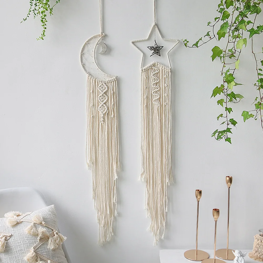 Nordic Dream Catcher Creative Star Moon Cotton Hand Wove Macrame Home Decoration Boho Wall Hanging Decor for Bedroom Party
Nordic Dream Catcher Creative Star Moon Cotton Hand Wove Macrame Home Decoration Boho Wall Hanging Decor for Bedroom Party