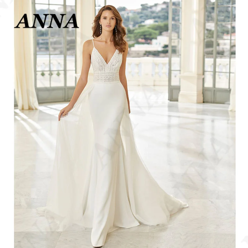 ANNA-BEAUTY Store Wedding Dresses 2021 Bohemia V-Neck Tulle Beach Party Mermaid Gown Simple Appliques Vestido De Novia for Women
ANNA-BEAUTY Store Wedding Dresses 2021 Bohemia V-Neck Tulle Beach Party Mermaid Gown Simple Appliques Vestido De Novia for Women