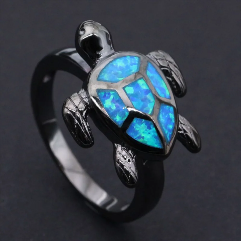 Cute Animal Turtle Rings For Women White Gold Black Golden Filled White Green Blue Imitation Fire Opal Ring Women Wedding Band
Cute Animal Turtle Rings For Women White Gold Black Golden Filled White Green Blue Imitation Fire Opal Ring Women Wedding Band