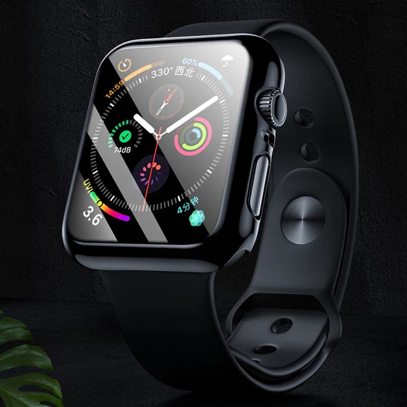 Стекло с полным покрытием 100D для Apple Watch Series 5 4 3 2 матовый пластиковый бампер рамка