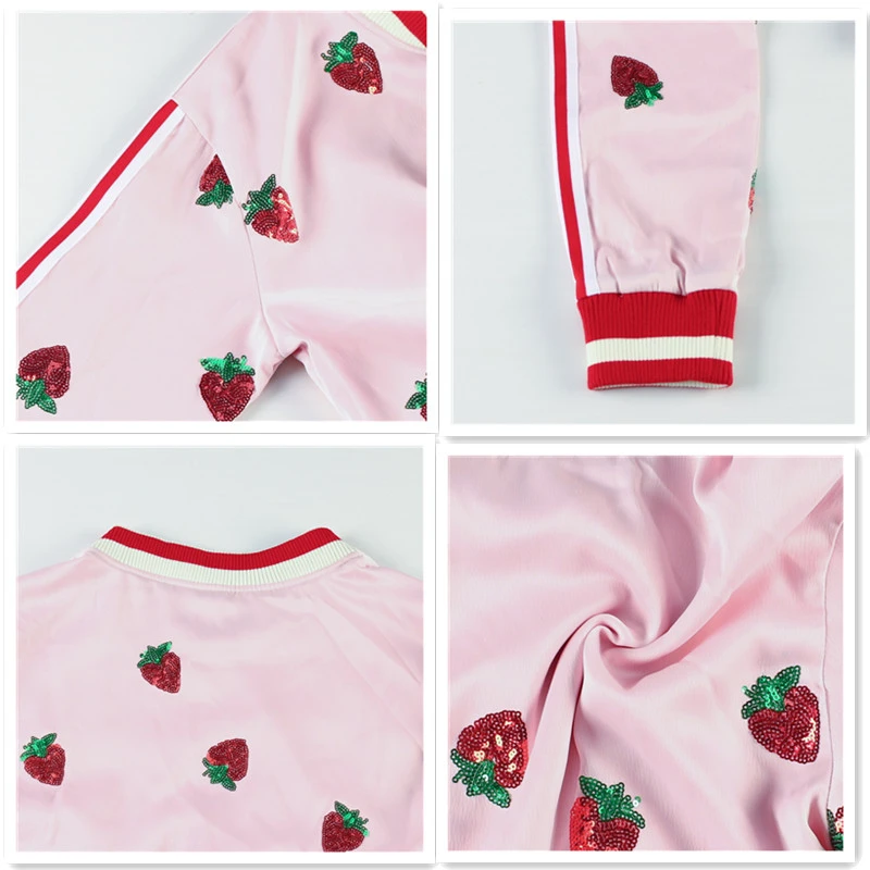 Fashion Zip-up Sweatshirt Women Outwear Retro Bomber Jacket Women Coat Sequins Strawberry Sweatshirt Casual Women Clothing
Fashion Zip-up Sweatshirt Women Outwear Retro Bomber Jacket Women Coat Sequins Strawberry Sweatshirt Casual Women Clothing
