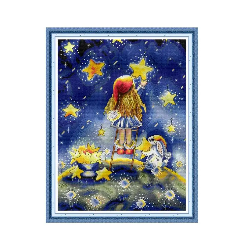 Girl picking stars cross stitch kit aida 14ct 11ct count printed canvas stitches embroidery DIY handmade needlework
Girl picking stars cross stitch kit aida 14ct 11ct count printed canvas stitches embroidery DIY handmade needlework