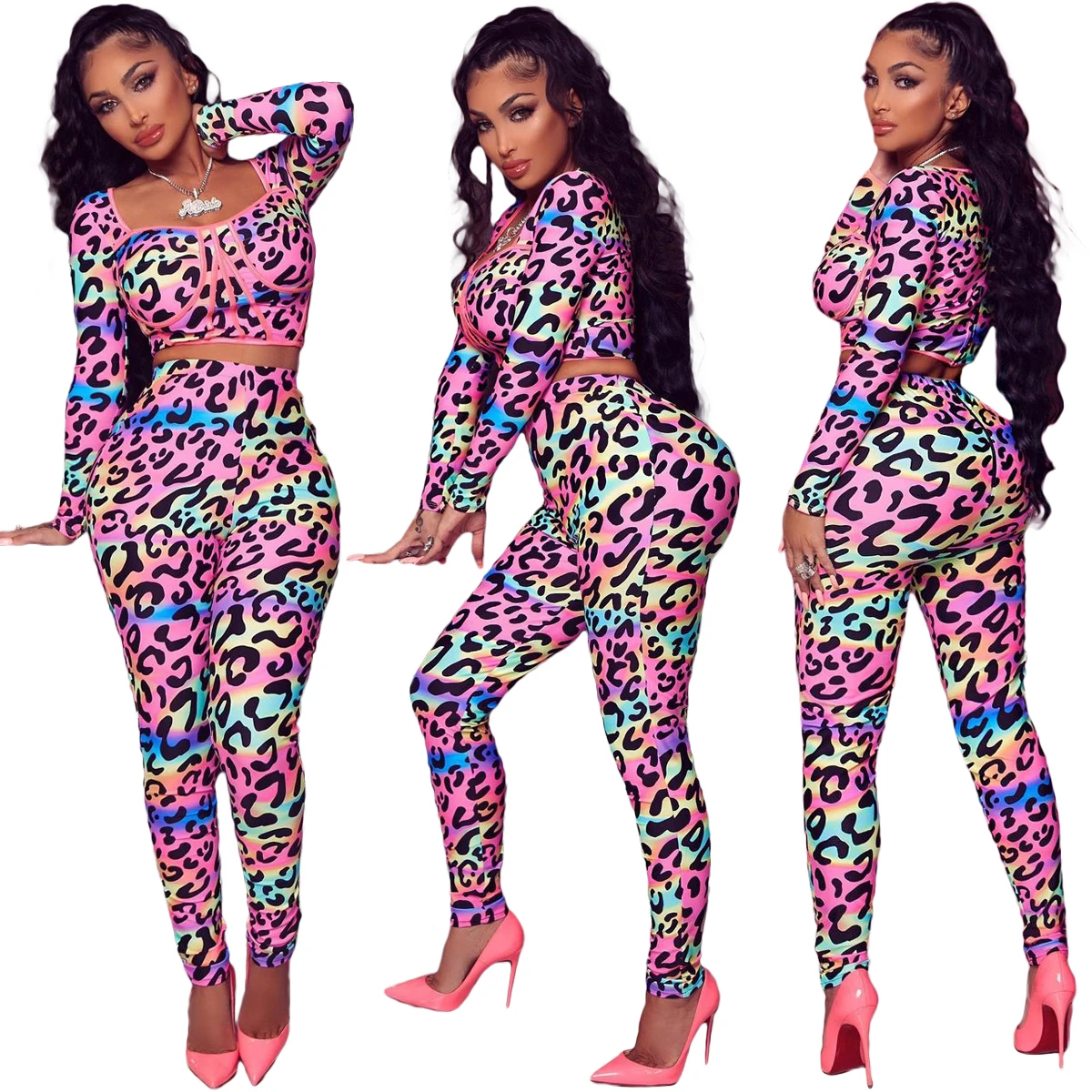 Temperament Autumn Fashion Tip Good Beauty Women's Fashion Crop Sexy Leopard Print Two-Pieces Set MW8350
Temperament Autumn Fashion Tip Good Beauty Women's Fashion Crop Sexy Leopard Print Two-Pieces Set MW8350