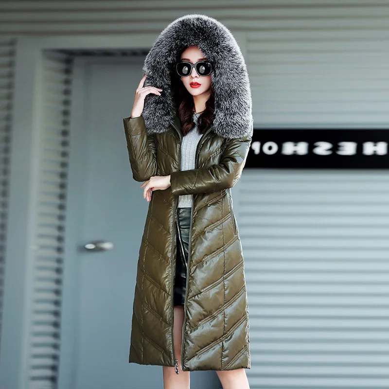 Winter Genuine Leather Women Duck Down Jacket Female Fox Fur Collar Plus Size Long Coat Sheepskin Jackets KJ585
Winter Genuine Leather Women Duck Down Jacket Female Fox Fur Collar Plus Size Long Coat Sheepskin Jackets KJ585
