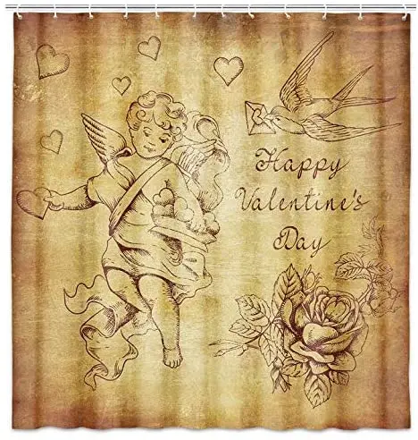 Занавеска для душа на День святого Валентина, ретро-Ангелы Купидон с бантом
Занавеска для душа на День святого Валентина, ретро-Ангелы Купидон с бантом
