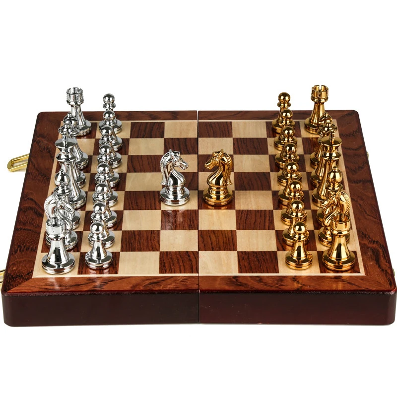 Luxury Medieval Metal Chess Set Portable Folding Wooden Chess Board Games With Chessboard 32 Chess Game Gift Classic Handmade
Luxury Medieval Metal Chess Set Portable Folding Wooden Chess Board Games With Chessboard 32 Chess Game Gift Classic Handmade