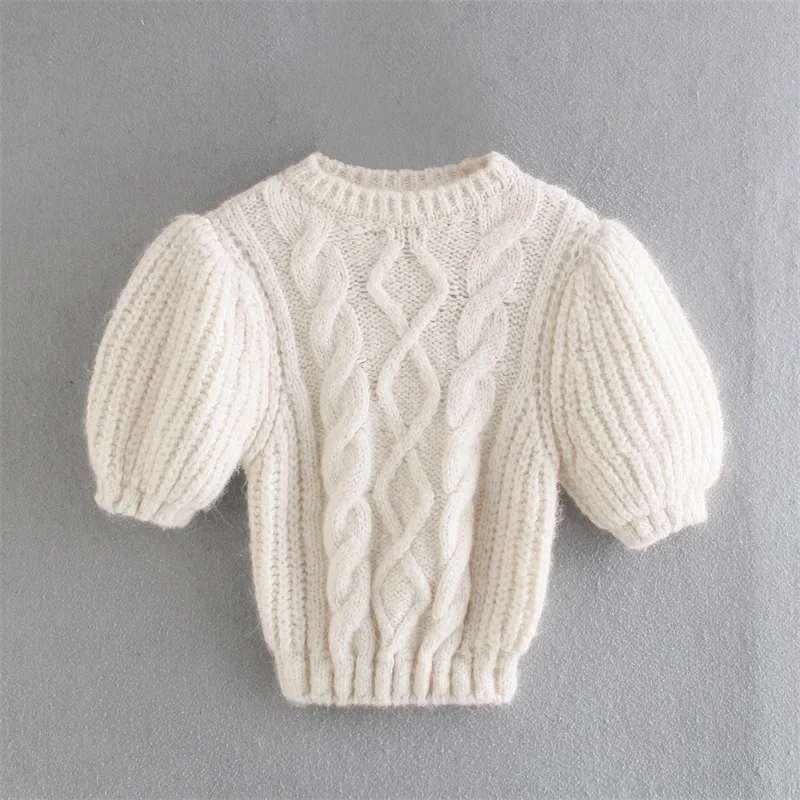 ZXQJ Women 2021 Fashion Solid Color Short Knitted Sweater Vintage Round Neck Short Sleeve Female Pullovers Chic Tops
ZXQJ Women 2021 Fashion Solid Color Short Knitted Sweater Vintage Round Neck Short Sleeve Female Pullovers Chic Tops