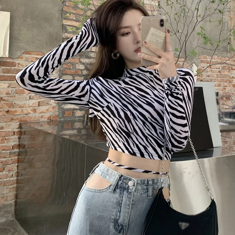 Liva Girl Women's T Shirts Korean Zebra Print Tshirt Sexy Slim-Fit Strapless Long-Sleeved Camiseta Top Vetements Femmes Autumn
Liva Girl Women's T Shirts Korean Zebra Print Tshirt Sexy Slim-Fit Strapless Long-Sleeved Camiseta Top Vetements Femmes Autumn