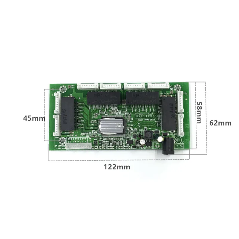 8-портовый гигабитный Ethernet коммутатор OEM PBC с 8-контактным ходовым разъемом