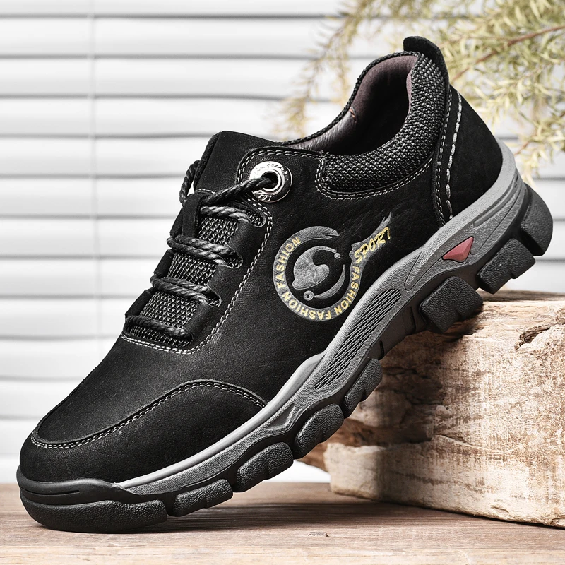 New Men's Casual Outdoor Designer Black Mens Shoes Sneakers Male Climbing Walking Leisure Lace-up Solid Shoes Men Split Leather
New Men's Casual Outdoor Designer Black Mens Shoes Sneakers Male Climbing Walking Leisure Lace-up Solid Shoes Men Split Leather