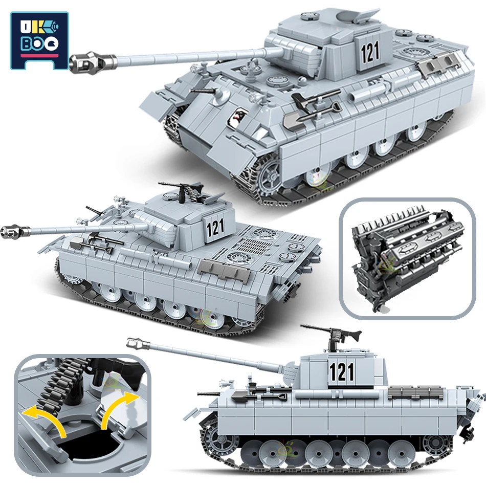 990pcs City Military German Panther Tank 121 Model Building Blocks Army Soldier WW2 Figures Bricks Toys for Children Boy
990pcs City Military German Panther Tank 121 Model Building Blocks Army Soldier WW2 Figures Bricks Toys for Children Boy