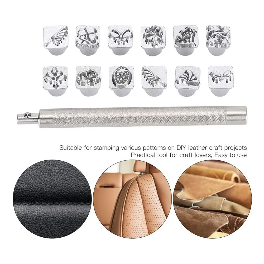 12Pcs Stamping Punch Metal Stamp Punches With Handle For Leather Wood Stamping Punches Stamping Tool Kit
12Pcs Stamping Punch Metal Stamp Punches With Handle For Leather Wood Stamping Punches Stamping Tool Kit