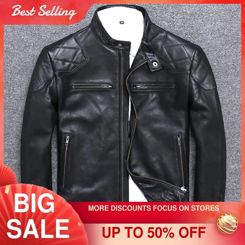 2021 Black Motorcycle Style Genuine Leather Jacket Men Plus Size 5XL Real Natural Sheepskin Spring Slim Fit Biker's Coat
2021 Black Motorcycle Style Genuine Leather Jacket Men Plus Size 5XL Real Natural Sheepskin Spring Slim Fit Biker's Coat