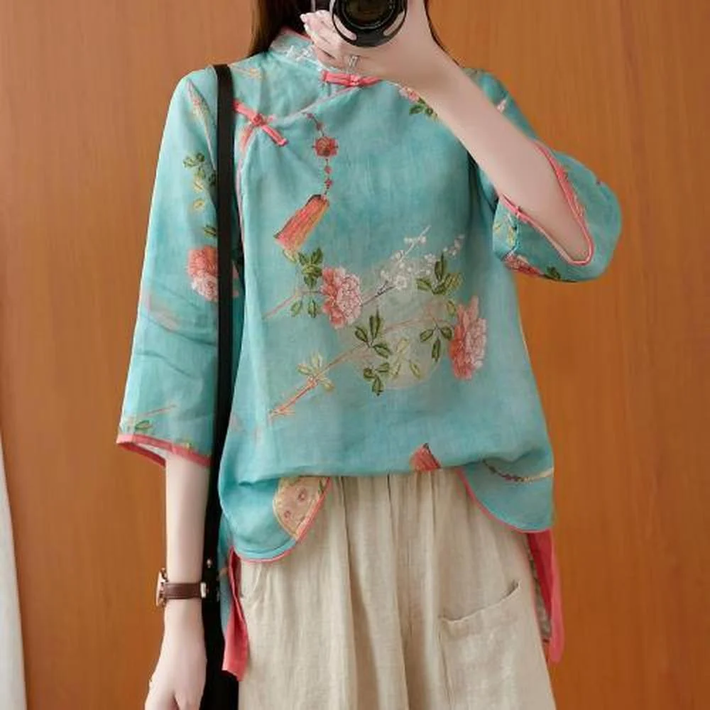 2021 Woman Traditional Chinese Clothing Top Retro Floral Print Hanfu Top Women Elegant Oriental Tang Suit Green Chinese Blouse
2021 Woman Traditional Chinese Clothing Top Retro Floral Print Hanfu Top Women Elegant Oriental Tang Suit Green Chinese Blouse