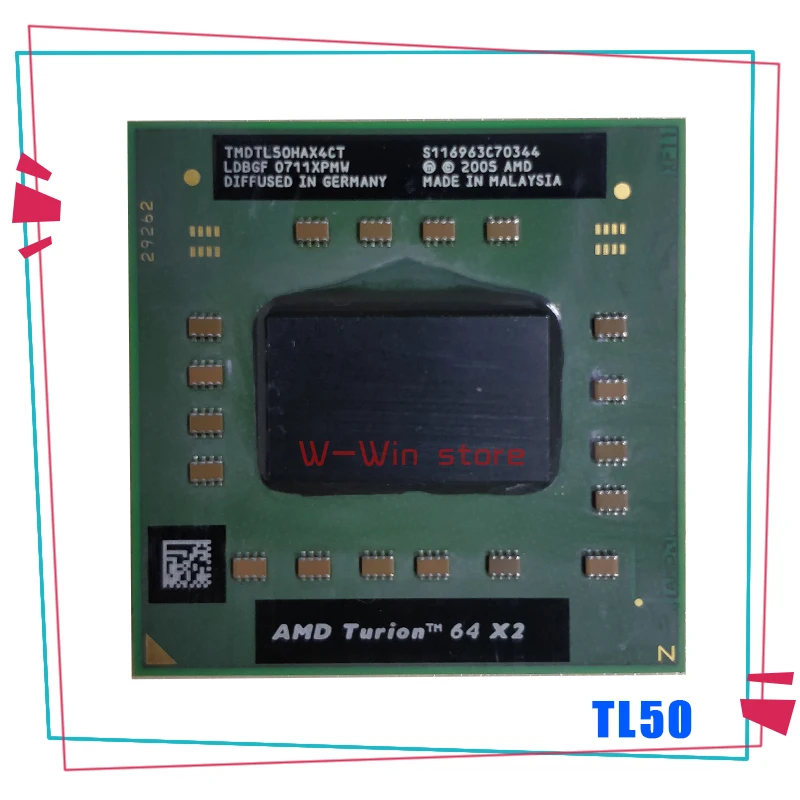 AMD Turion 64 X2 Mobile technology TL-50 TL 50 TL50 1.6 GHz Dual-Core Dual-Thread CPU Processor TMDTL50HAX4CT Socket S1
AMD Turion 64 X2 Mobile technology TL-50 TL 50 TL50 1.6 GHz Dual-Core Dual-Thread CPU Processor TMDTL50HAX4CT Socket S1