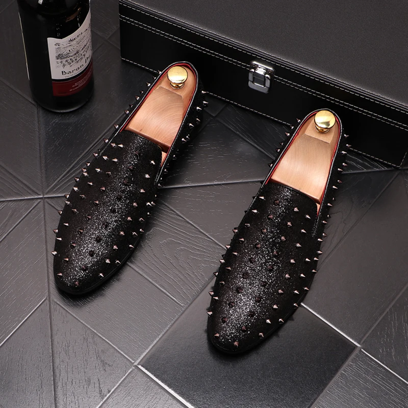 men luxury fashion punk nightclub wear natural leather shoes slip-on rivet shoe black breathable loafers young gentleman sneaker
men luxury fashion punk nightclub wear natural leather shoes slip-on rivet shoe black breathable loafers young gentleman sneaker