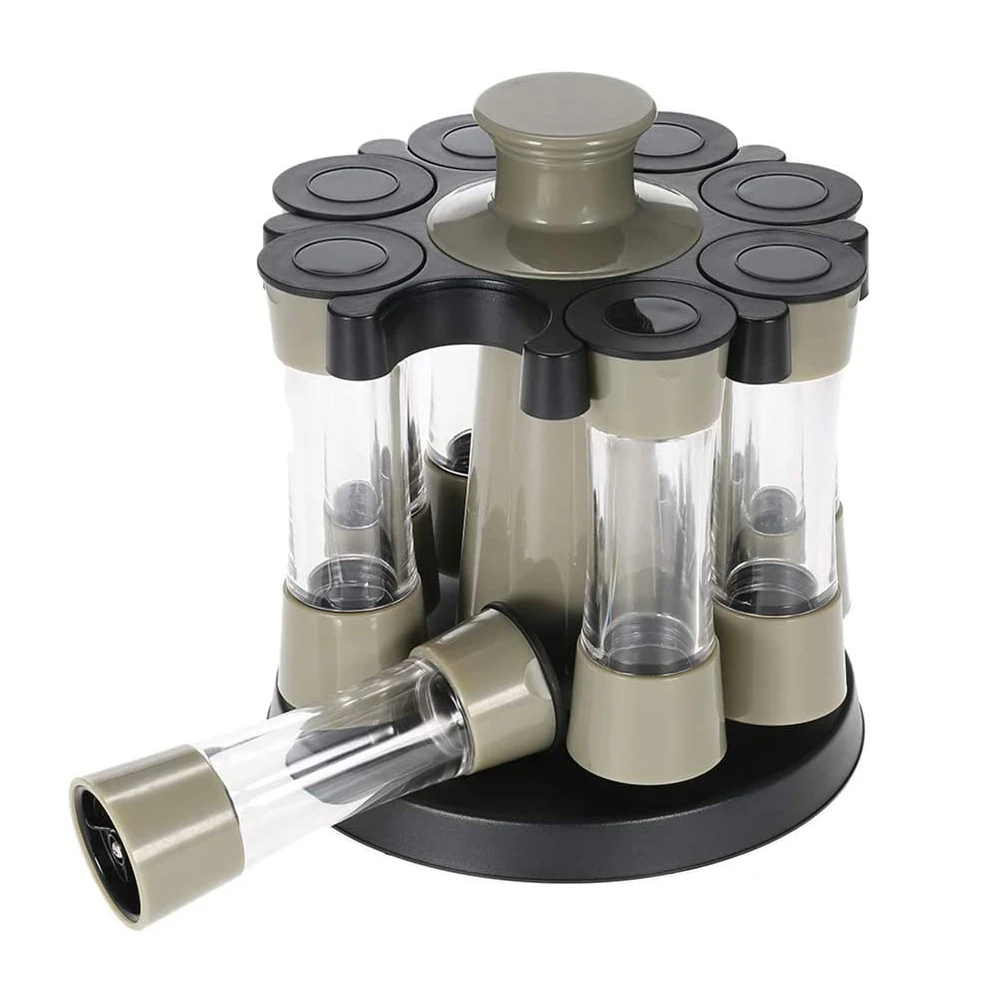 8-Jar Rotating Cruet Condiment Seasoning Jars Seasoning Bottle Rack Set Spice Storage Stand Kitchen Tools Set for Spices Pepper
8-Jar Rotating Cruet Condiment Seasoning Jars Seasoning Bottle Rack Set Spice Storage Stand Kitchen Tools Set for Spices Pepper