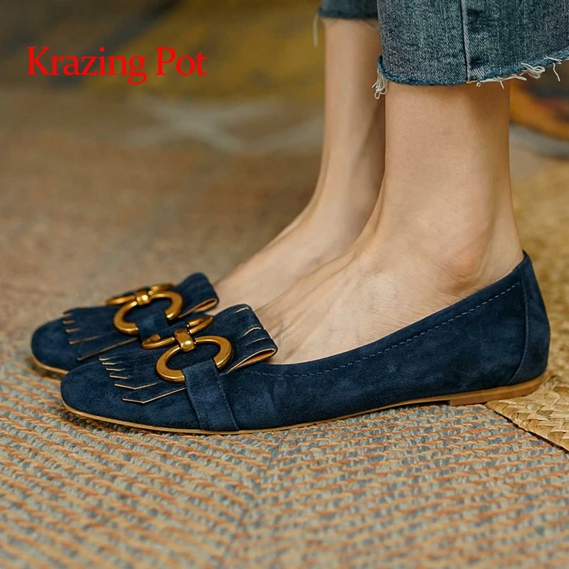 Krazing pot 2022 spring new arrival sheep suede sqaure toe shoes women metal decoration beauty lady elegant fashion flats L29
Krazing pot 2022 spring new arrival sheep suede sqaure toe shoes women metal decoration beauty lady elegant fashion flats L29