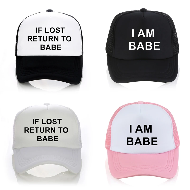 

If Lost Return To Babe I Am Babe letter hat summer Casual Couple sun cap Mesh Trucker Baseball Caps cool Dad Snapback Hat