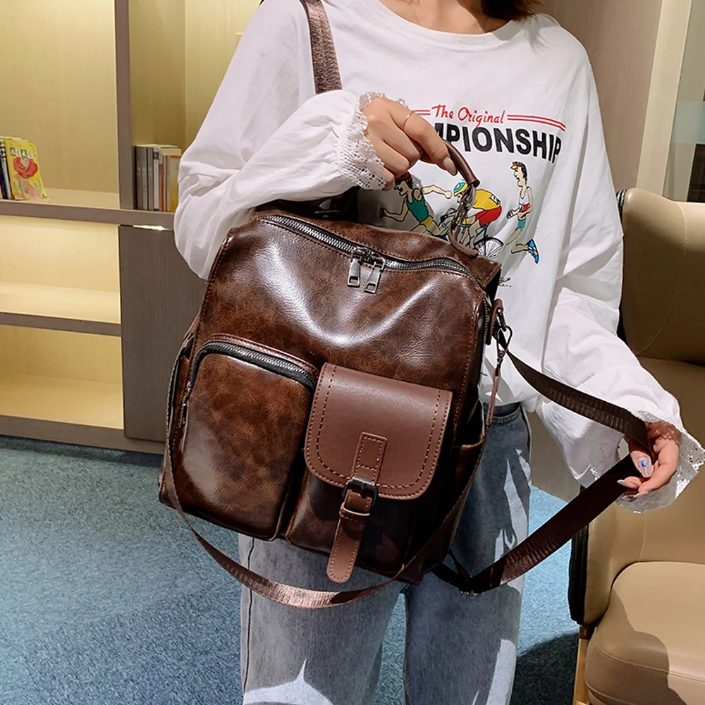 Фото Новый Винтажный женский рюкзак высокого качества из мягкой кожи рюкзаки для