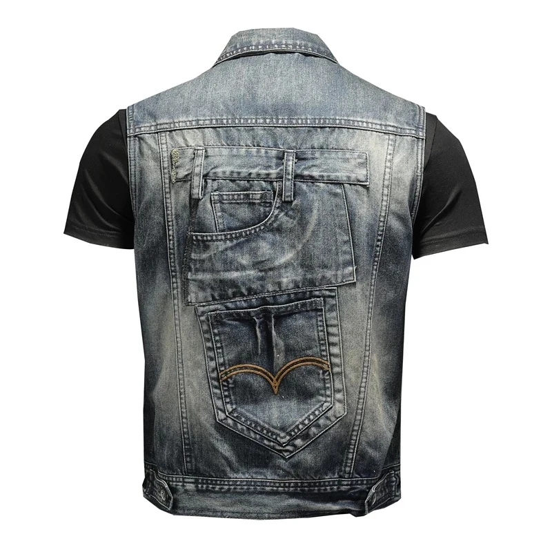 Men's Embroidery Denim Vests Personality Back Pockets Patches Waistcoat Jeans Vest Casual Sleeveless Jackets Coat Male
Men's Embroidery Denim Vests Personality Back Pockets Patches Waistcoat Jeans Vest Casual Sleeveless Jackets Coat Male