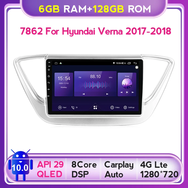 QLED 1280*720 Android 10.0 Car Radio Navigation GPS Player For Hyundai Solaris 2 2017 - 2019 Octa Core 6GB+128GB No 2 Din DVD
QLED 1280*720 Android 10.0 Car Radio Navigation GPS Player For Hyundai Solaris 2 2017 - 2019 Octa Core 6GB+128GB No 2 Din DVD