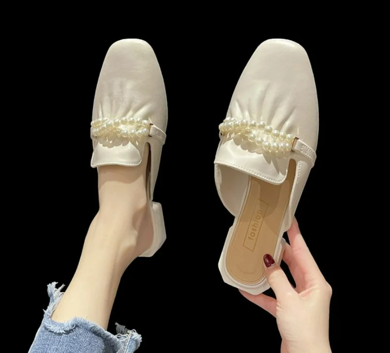 Women Mule Pearl Mules Shoes Women Toe-covered Slipper Fashion Lady Slippers Flat Sandals Slides Shoes
Women Mule Pearl Mules Shoes Women Toe-covered Slipper Fashion Lady Slippers Flat Sandals Slides Shoes