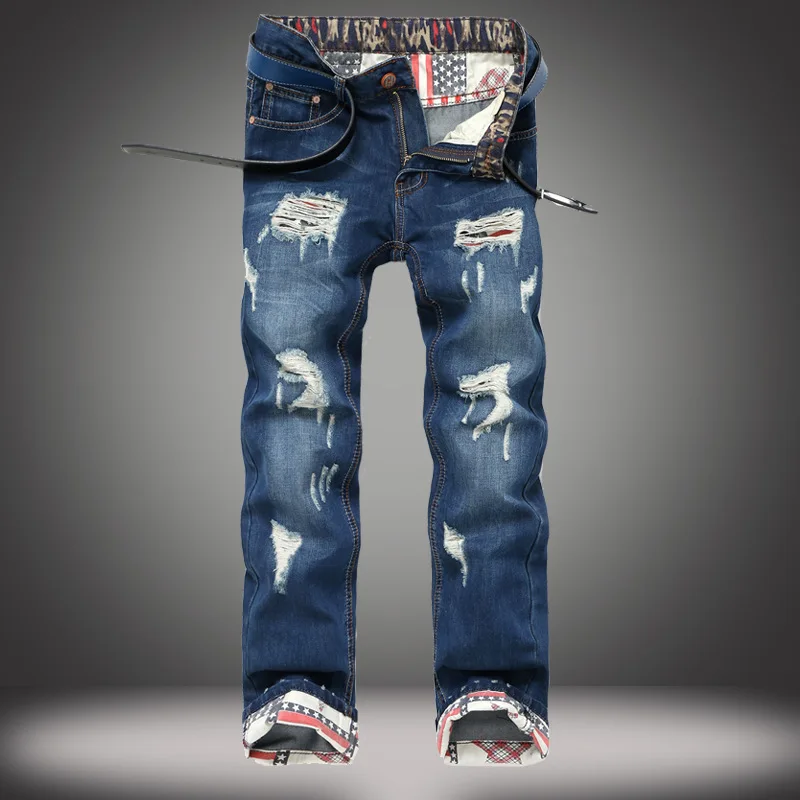 Foreign Trade Holed Jeans Men's Europe Europe Frayed Trousers Flanging Straight Fit Men's Jeans
Foreign Trade Holed Jeans Men's Europe Europe Frayed Trousers Flanging Straight Fit Men's Jeans