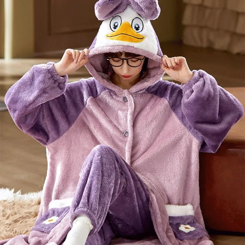 Coral Velvet Women's Pajama Sets Autumn Winter Thickened Flannel Nightgown Cute Cartoon Princess Wind Robe Button Sleepwear
Coral Velvet Women's Pajama Sets Autumn Winter Thickened Flannel Nightgown Cute Cartoon Princess Wind Robe Button Sleepwear