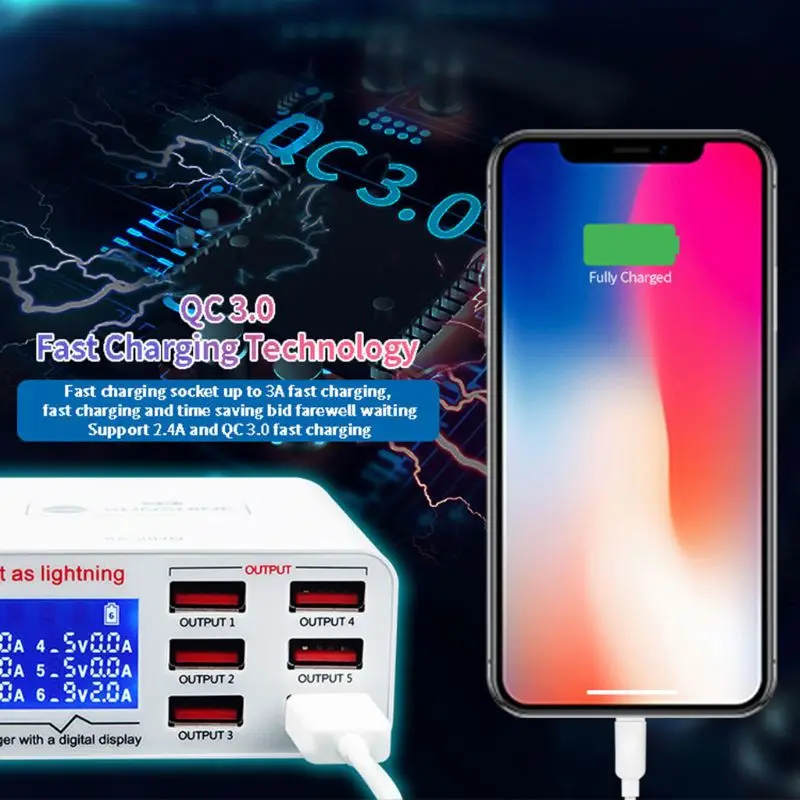 Mobile Phone Voltage Current Display Repair Tool QC3.0 5V Charger 6 Port USB Quick Charging Power Supply Station
Mobile Phone Voltage Current Display Repair Tool QC3.0 5V Charger 6 Port USB Quick Charging Power Supply Station