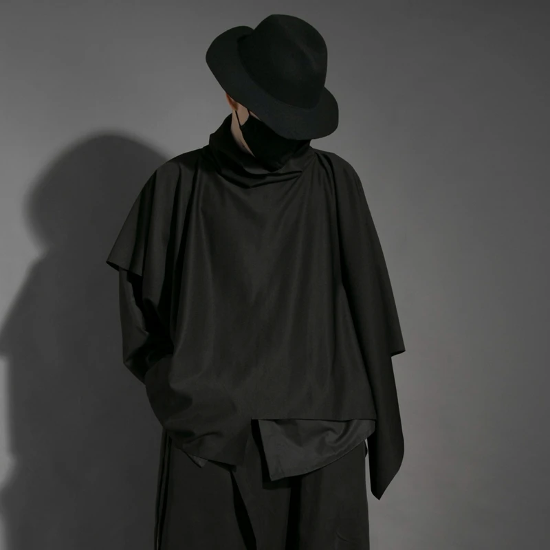 Футболка мужская черная свободная, асимметричная накидка с высоким воротником, индивидуальный дизайн, большой размер, весна
Футболка мужская черная свободная, асимметричная накидка с высоким воротником, индивидуальный дизайн, большой размер, весна