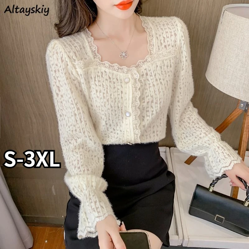 Shirts Women Lace Fashion Square Collar Elegant Female Tender Ladies Office Casual Mujer Flare Sleeve Design Tops Patchwork New
Shirts Women Lace Fashion Square Collar Elegant Female Tender Ladies Office Casual Mujer Flare Sleeve Design Tops Patchwork New