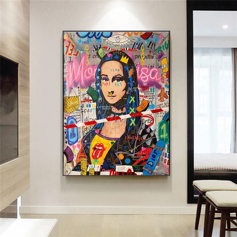 Modern Graffiti Art Mona Lisa Funny Canvas Painting Posters and Prints Wall Art for Living Room Home Decor
Modern Graffiti Art Mona Lisa Funny Canvas Painting Posters and Prints Wall Art for Living Room Home Decor