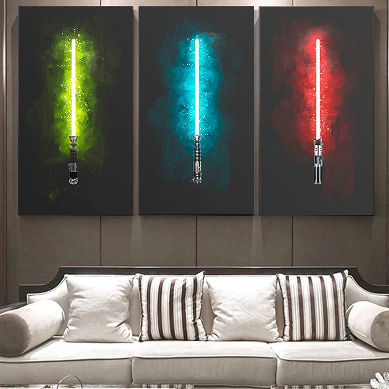 

Star Wars Movie Poster Home Decoration Lightsaber Canvas Art Print Picture Wall Art Paintings for Gaming Room Decor Cuadros