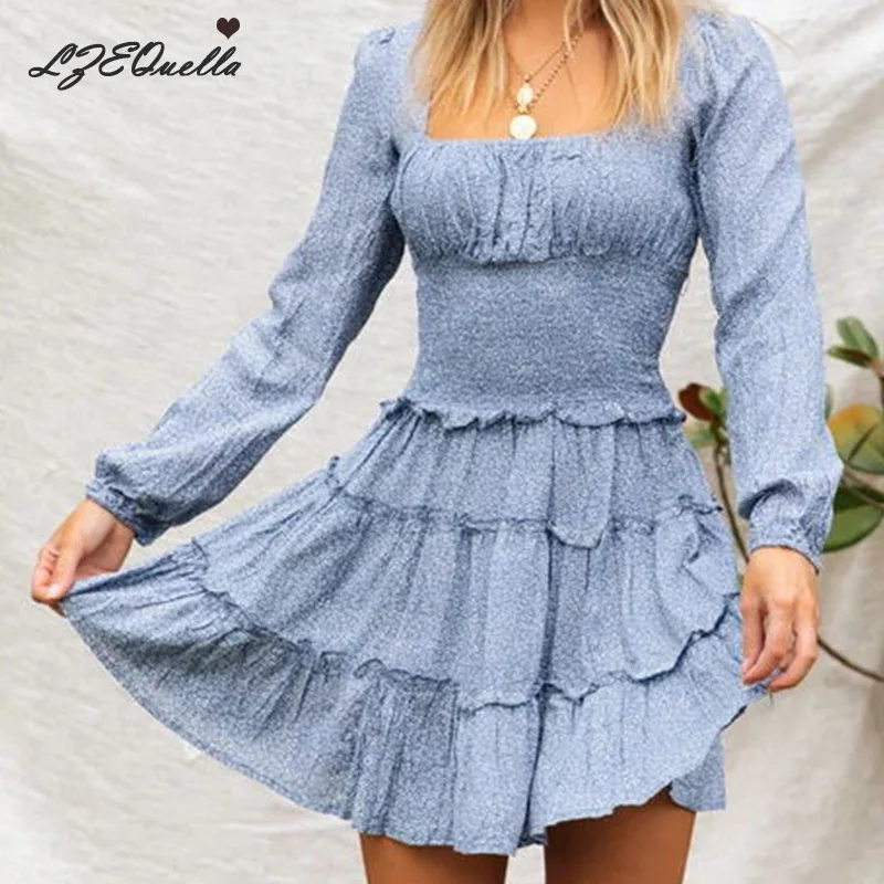 Sexy Ruffles Floral Print Long Sleeve Square Collar Boho Dress Women Elastic Pleated Mini Party Dresses Holiday Beach Vestidos
Sexy Ruffles Floral Print Long Sleeve Square Collar Boho Dress Women Elastic Pleated Mini Party Dresses Holiday Beach Vestidos