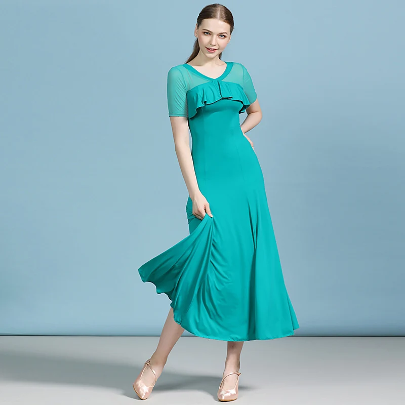 Ballroom Dance Dress Mesh Short Sleeve Standard Dance Costume Ballroom Dance Waltz Practice Dresses Women Performance
Ballroom Dance Dress Mesh Short Sleeve Standard Dance Costume Ballroom Dance Waltz Practice Dresses Women Performance