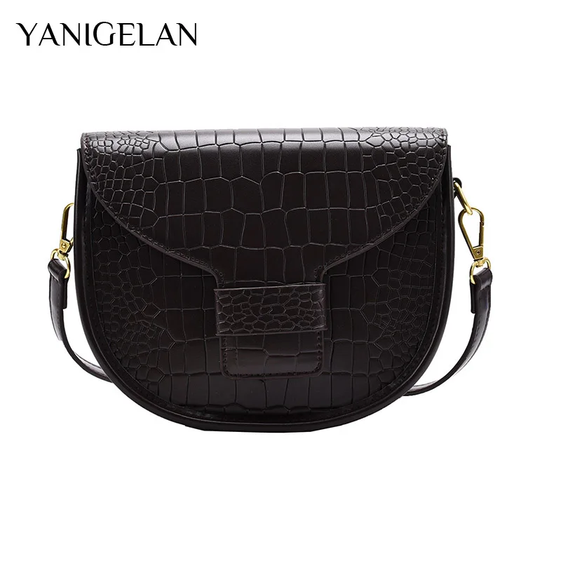 YANIGELAN Crocodile Pattern Leather Saddle Bag Famous Design Handbag Crossbody Pack Fashion Shoulder Messenger Bag New Sac Femme 
YANIGELAN Crocodile Pattern Leather Saddle Bag Famous Design Handbag Crossbody Pack Fashion Shoulder Messenger Bag New Sac Femme