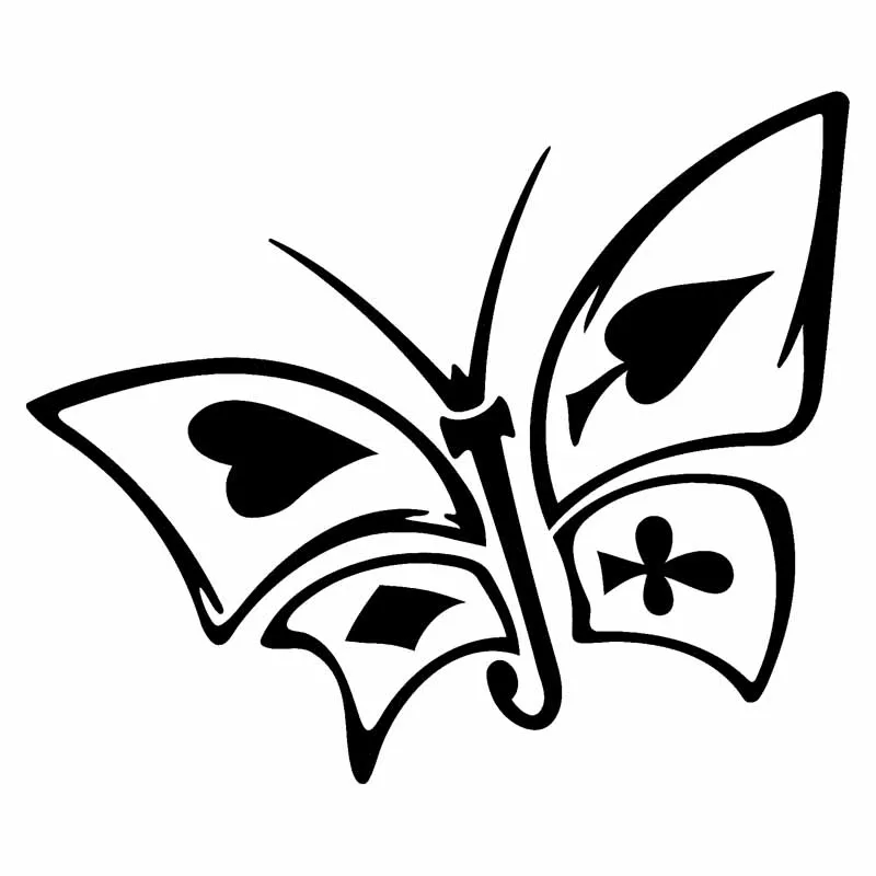 Car Decals Butterfly Card Heart Car Club Diamond PVC Spade Decals Black/silver 13.5cm * 11.3cm
Car Decals Butterfly Card Heart Car Club Diamond PVC Spade Decals Black/silver 13.5cm * 11.3cm
