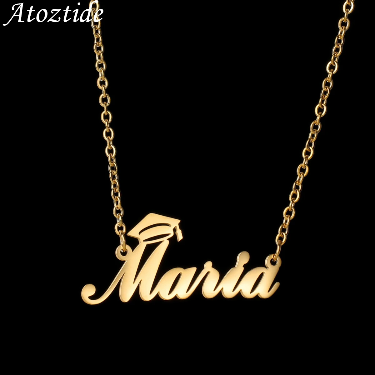 Custom Name Bachelor Cap Shape Necklace Stainless Steel Nameplate Pendants 3 Colors Letter for Women Graduation Jewelry Gift
Custom Name Bachelor Cap Shape Necklace Stainless Steel Nameplate Pendants 3 Colors Letter for Women Graduation Jewelry Gift