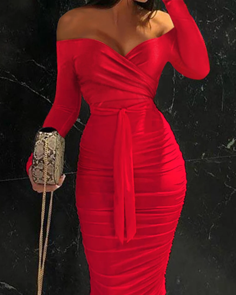 Evening Long Dress for Lady Sexy Off The Shoulder Elegant Women's Office Party Club Wear Dresses Female Slim Buttocks Robe
Evening Long Dress for Lady Sexy Off The Shoulder Elegant Women's Office Party Club Wear Dresses Female Slim Buttocks Robe