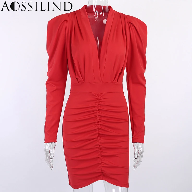 AOSSILIND Pleated elegant Red office wear short dress Women long Puff sleeve bodycon dress Vintage party club sexy mini dress
AOSSILIND Pleated elegant Red office wear short dress Women long Puff sleeve bodycon dress Vintage party club sexy mini dress