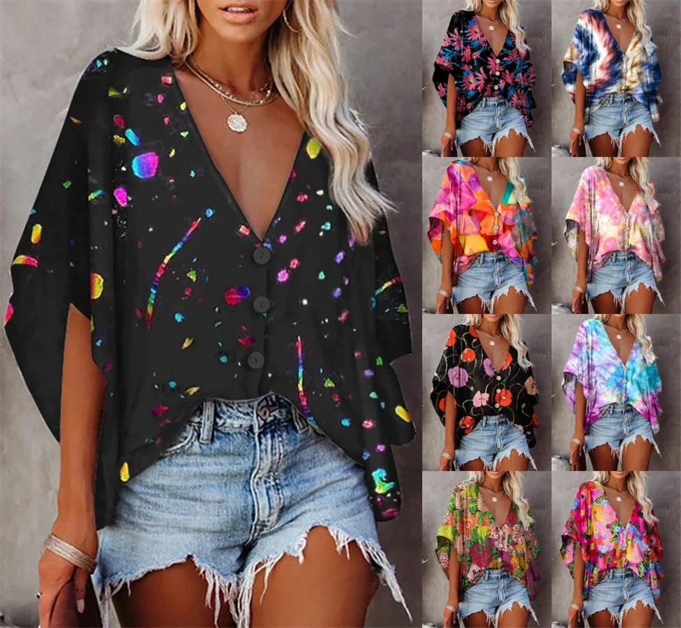 Женские топы футболки 2021 летнее элегантное платье с короткими рукавами и принтом с v-образным вырезом уличная кнопка рубашки размера плюс Т...
Женские топы футболки 2021 летнее элегантное платье с короткими рукавами и принтом с v-образным вырезом уличная кнопка рубашки размера плюс Т...