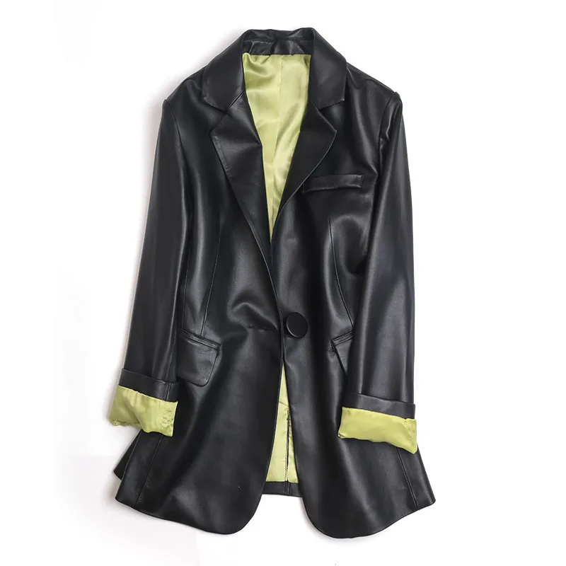 Light Soft Sheepskin Genuine Leather Clothes Women's Short Slim Fit Slimming Blazer Collar Coat 2021 New 
Light Soft Sheepskin Genuine Leather Clothes Women's Short Slim Fit Slimming Blazer Collar Coat 2021 New