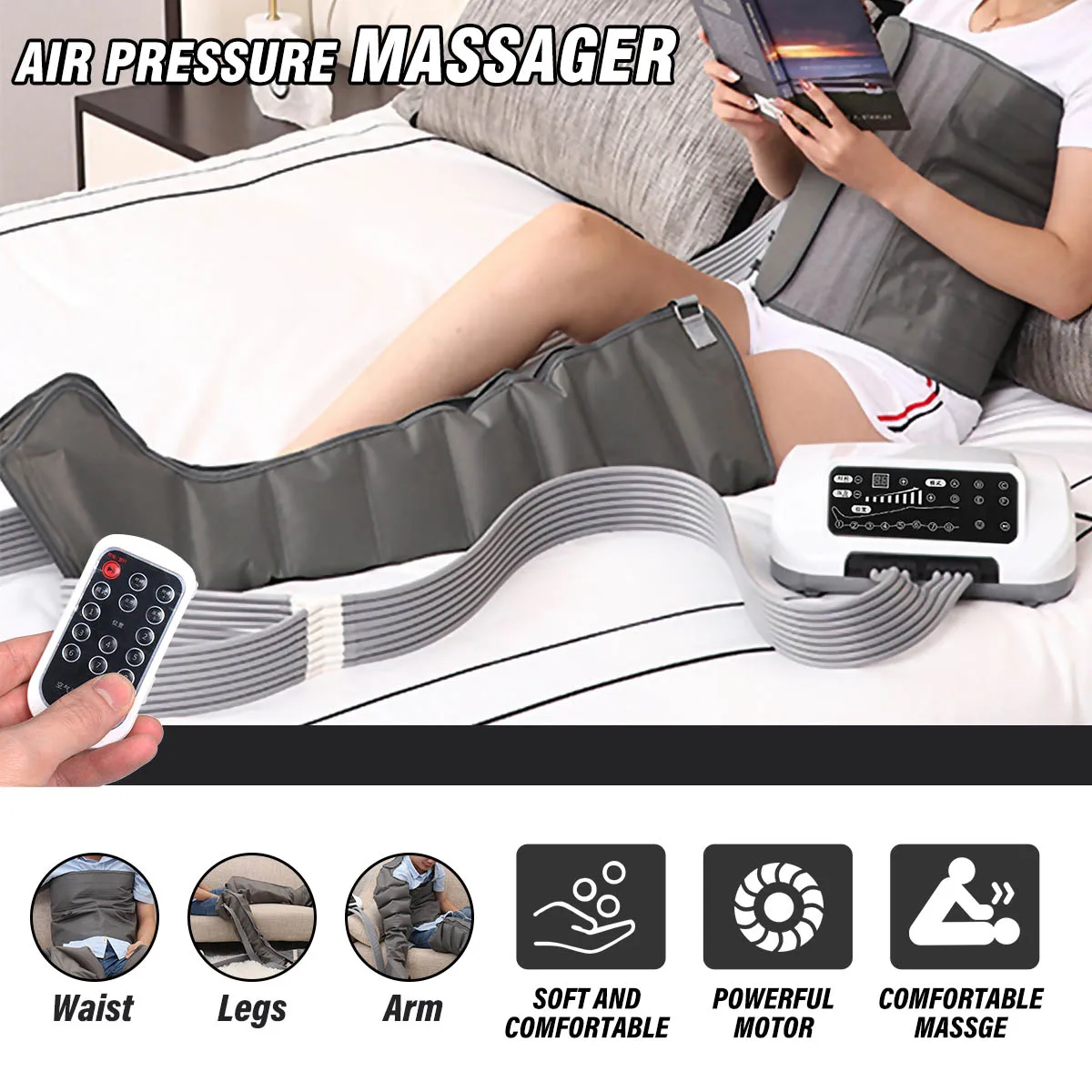 8 Air Chambers Leg Compression Massager Vibration Infrared Therapy Arm Waist Pneumatic 6 Mode Remote Control Pain Relief Massage
8 Air Chambers Leg Compression Massager Vibration Infrared Therapy Arm Waist Pneumatic 6 Mode Remote Control Pain Relief Massage