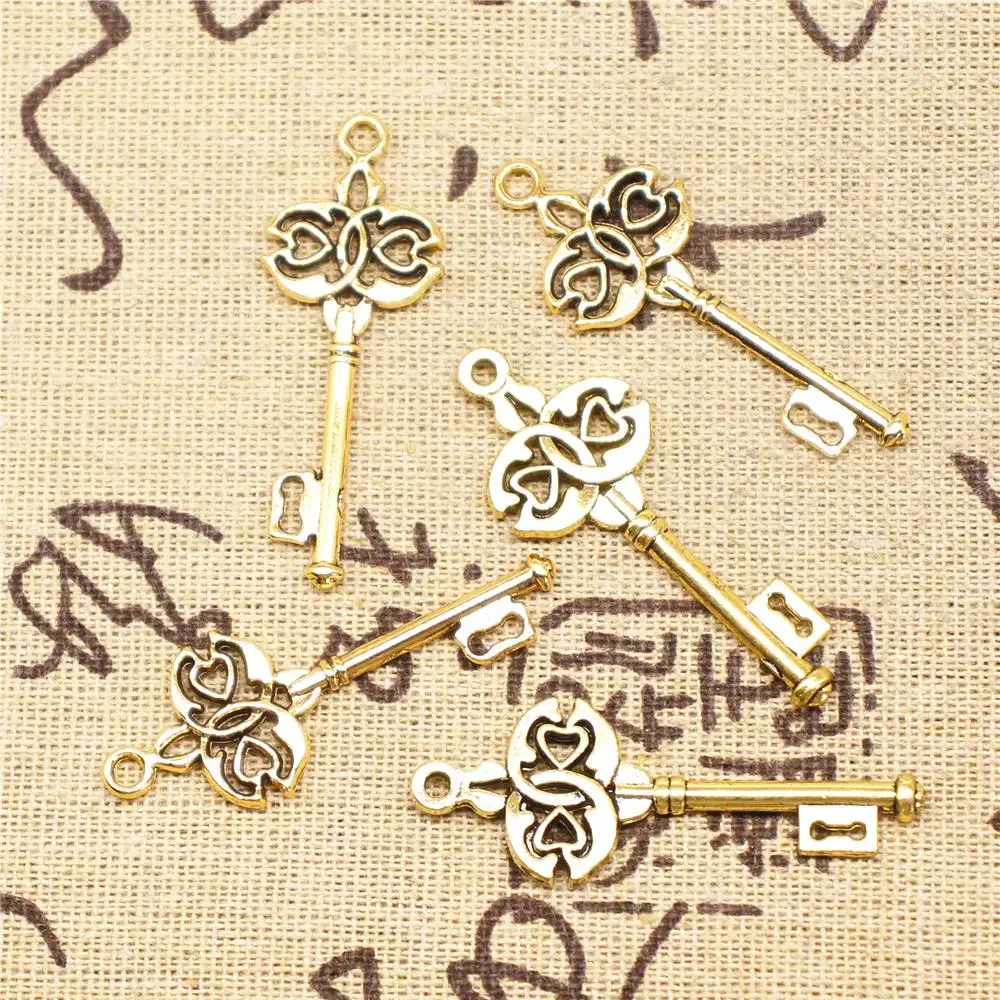 Jewelry Making Charms 5pcs 45mm Antique Gold Color Key Charms
Jewelry Making Charms 5pcs 45mm Antique Gold Color Key Charms