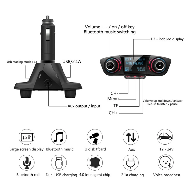 Bluetooth-Auto-MP3-Musik-Player FM-Sender Wireless Radio + 2 USB-Ladegert AHS
Bluetooth-Auto-MP3-Musik-Player FM-Sender Wireless Radio + 2 USB-Ladegert AHS