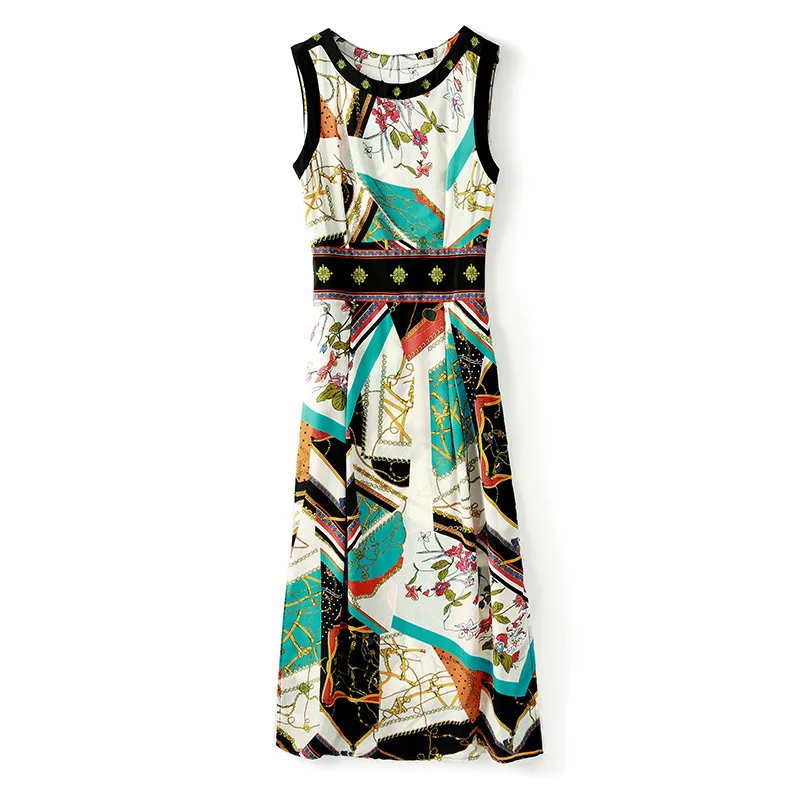 2020 Schinteon Women 100% Real Silk Print Dress O-Neck Elegant A-lined Sleeveless Slim Long Dresses New
2020 Schinteon Women 100% Real Silk Print Dress O-Neck Elegant A-lined Sleeveless Slim Long Dresses New
