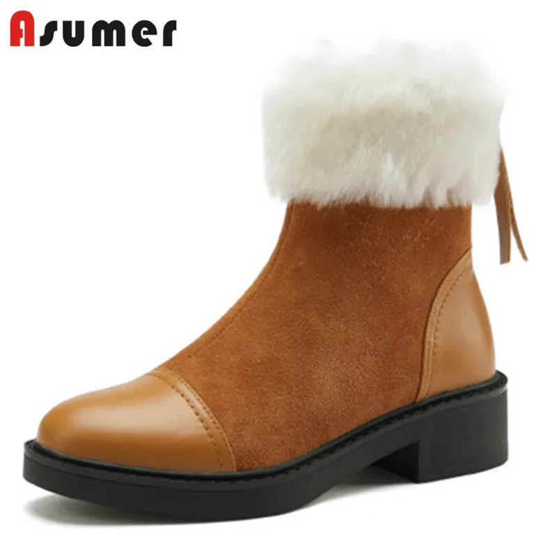 Asumer 2021 New Arrive Winter Snow Boots Women Genuine Leather +Flock Thick Heel Casual Shoes Zipper Warm Ankle Boots Women
Asumer 2021 New Arrive Winter Snow Boots Women Genuine Leather +Flock Thick Heel Casual Shoes Zipper Warm Ankle Boots Women